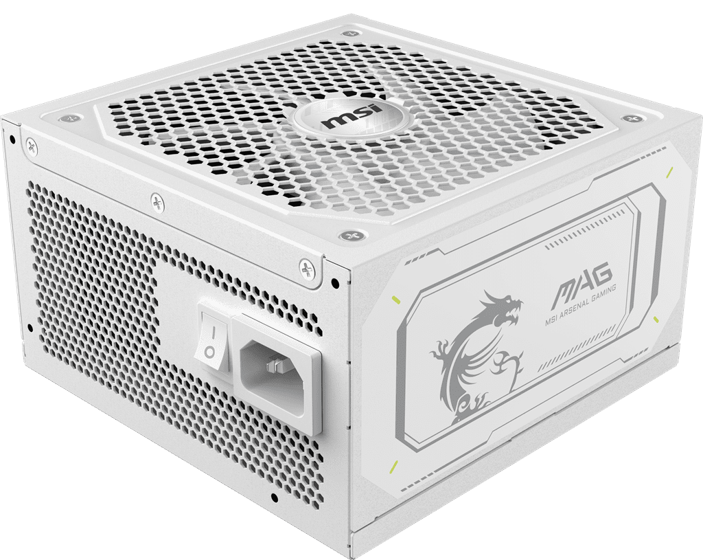 MSI MAG A1000GL PCIE5 WHITE Gaming Power Supply, Full Modular, 80 Plus Gold-certified 1000W, Active PFC, ATX 3.1 Compatible, PCIe 5.1 Ready PSU