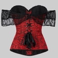 thumbnail image 4 of Women's Off-the-Shoulder Corset Top Ruffle Sleeve Sweetheart Neck Bustier Vintage Overbust Corset with Front Hook S, 4 of 5