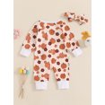 thumbnail image 4 of Suealasg Halloween Infant Boys Girls Romper Bodysuits Long Sleeve Ghost Pumpkin Print Full Length Jumpsuit Headband 3 6 12 18 Months Baby Fall Coming Home Clothes, 4 of 7