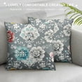 thumbnail image 3 of Qinduosi Teal Boho Pillow Covers Inch Pack of  Green and Grey Floral Throw Pillow Covers Vintage Flower Farmhouse Pillowcase Square Cushion Cover for Bedroom Sofa Couch Home Outdoor Decor, 3 of 5