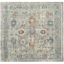 SAFAVIEH Mystique Kevin Distressed Polyester Area Rug, Grey/Multi, 6'7" x 6'7" Square