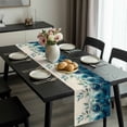 thumbnail image 2 of Teal Turquoise Table Runner 72 Inches Long, Peacock Feathers Aesthetics Eucalyptus Kitchen Coffee Dining Table Decoration for Home Party Birthday Wedding Home Decor 18x72 Inches, 2 of 8