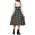 thumbnail image 3 of INSPIRE CHIC Women's Vintage Plaid Sleeveless A-Line Overall Pinafore Midi Dress M Black, 3 of 6