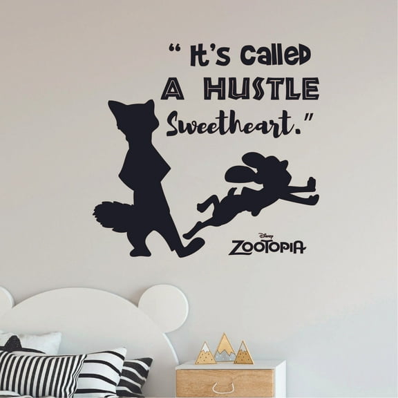 Hustle Sweetheart Quote Zootopia Cartoon Quotes Wall Sticker Art Decal for Girls Boys Room Bedroom Nursery Kindergarten House Fun Home Decors Stickers Wall Art Vinyl Decoration Size (40x40 inch)