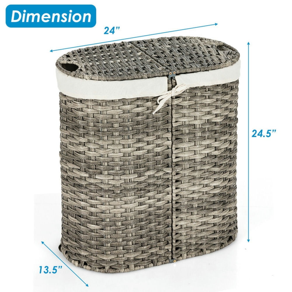 Finihen Laundry Hamper, Laundry Basket, Handwoven Laundry Hamper Basket with 2 Removable Liner Bags, for Bathroom, laundry Room, Gray Finihen Laundry Hamper, Laundry Basket, Handwoven Laundry Hamper Basket with 2 Removable Liner Bags, for Bathroom, laundry Room, Gray