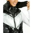 thumbnail image 4 of Calvin Klein Women's Performance Chevron-Quilted Hooded Vest Black Silver, 4 of 4