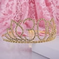 thumbnail image 2 of Tiara de cumpleaños con corona con peine para el pelo, diamantes de imitación de cristal, regalo de cumpleaños, años para mujeres (dorado), 2 of 3