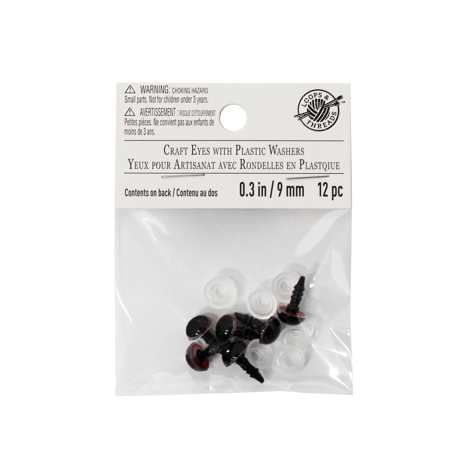 12 Pack: 9mm Craft Eyes with Plastic Washers by Loops & Threads
