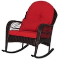 thumbnail image 1 of Gymax Wicker Rocking Chair w/ Red Seat Back Cushions & Lumbar Pillow Balcony Patio, 1 of 5