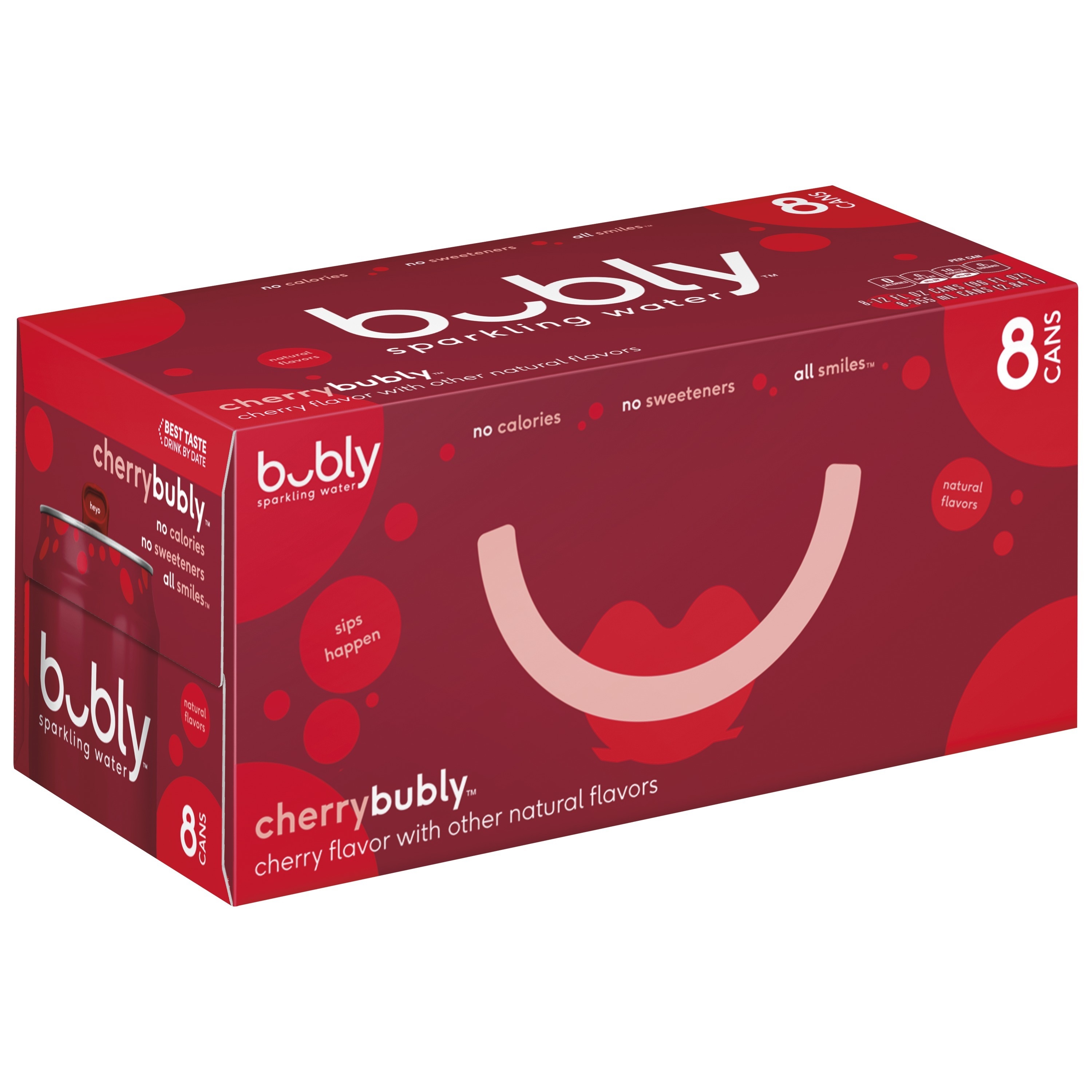 Bubly Cherry Flavored Sparkling Water 12 Oz 8 Pack Cans 7193