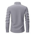thumbnail image 4 of Domuza Mens Dress Shirts Long Sleeve Stretch Classic Fit Button Up Shirts Fashion Business Simple Solid Color Blouse Gray S, 4 of 9