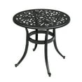 thumbnail image 3 of Hassch 23.6 Inches Round Patio Dining Table with Umbrella Hole, Antique Cast Aluminum Outdoor Bistro Table Outdoor Side Table for Backyard, Garden, Patio, Porch, Black, 3 of 10