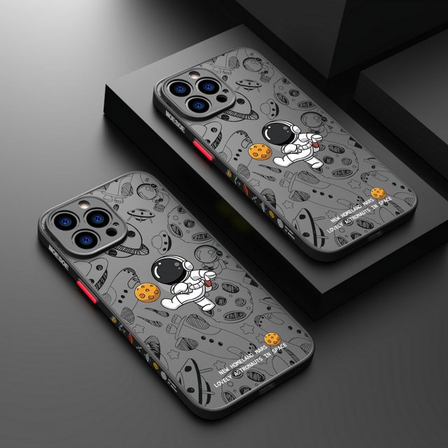 Astronaut Acrylic Clear Case For iPhone 16 15 Pro Max Plus 14 Pro 13 12 11 Pro Max X XS XR 7 8 Shockproof Matte Cartoon Cover T1 For iPhone 11Pro Max
