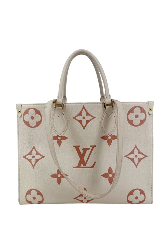 Pre-Owned Louis Vuitton Onthego MM Giant Monogram Empreinte Leather Tote Bag Bicolor