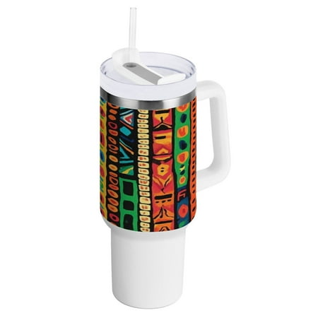 

40 Oz Car Handle Water Bottle 10.8x3.85 Inch Handle And Straw Travel Water Bottle Reusable Stainless Steel Water Bottle Multicolored Stripes
