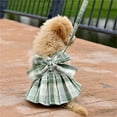 thumbnail image 2 of YUEHAO Dog Skirts for Small Dogs Girl Plaid Dog Dress Bow Tie Harness Leash Set Dog Wedding Dress Puppy Clothes Summer Dog Skirt for Small Medium Dogs Cats Girls Pet Dog Clothes (Green, L), 2 of 2