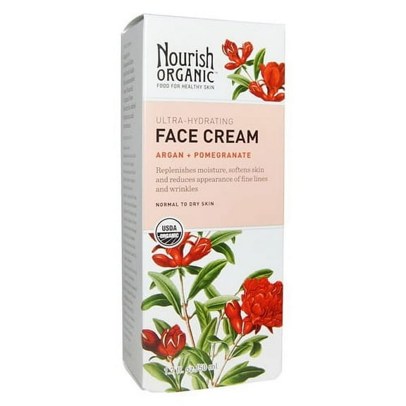 Nourish Organic Ultra-Hydrating Face Cream Argan Plus Pomegranate, 1.7 Oz