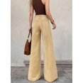 thumbnail image 5 of Womens Khaki High-Waisted Wide-Leg Denim Jeans, Casual Flare Pants, 5 of 26