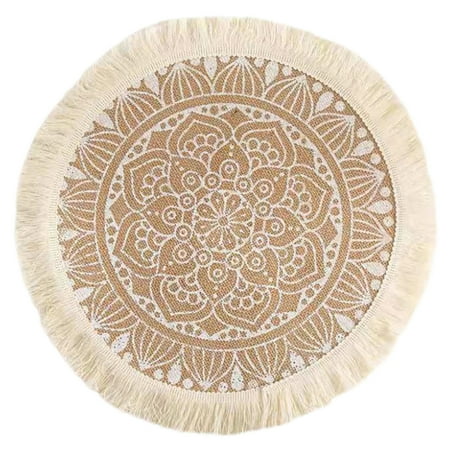 

xinhuadsh Tableware Mat Bohemian Flax Washable Bowl Cup Mat Foldable Great for Kitchen