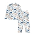 thumbnail image 2 of Wukai Butterfly Print Women's Pajama Set - Soft Long Sleeve Sleepwear for Comfort and Style-Large, 2 of 9
