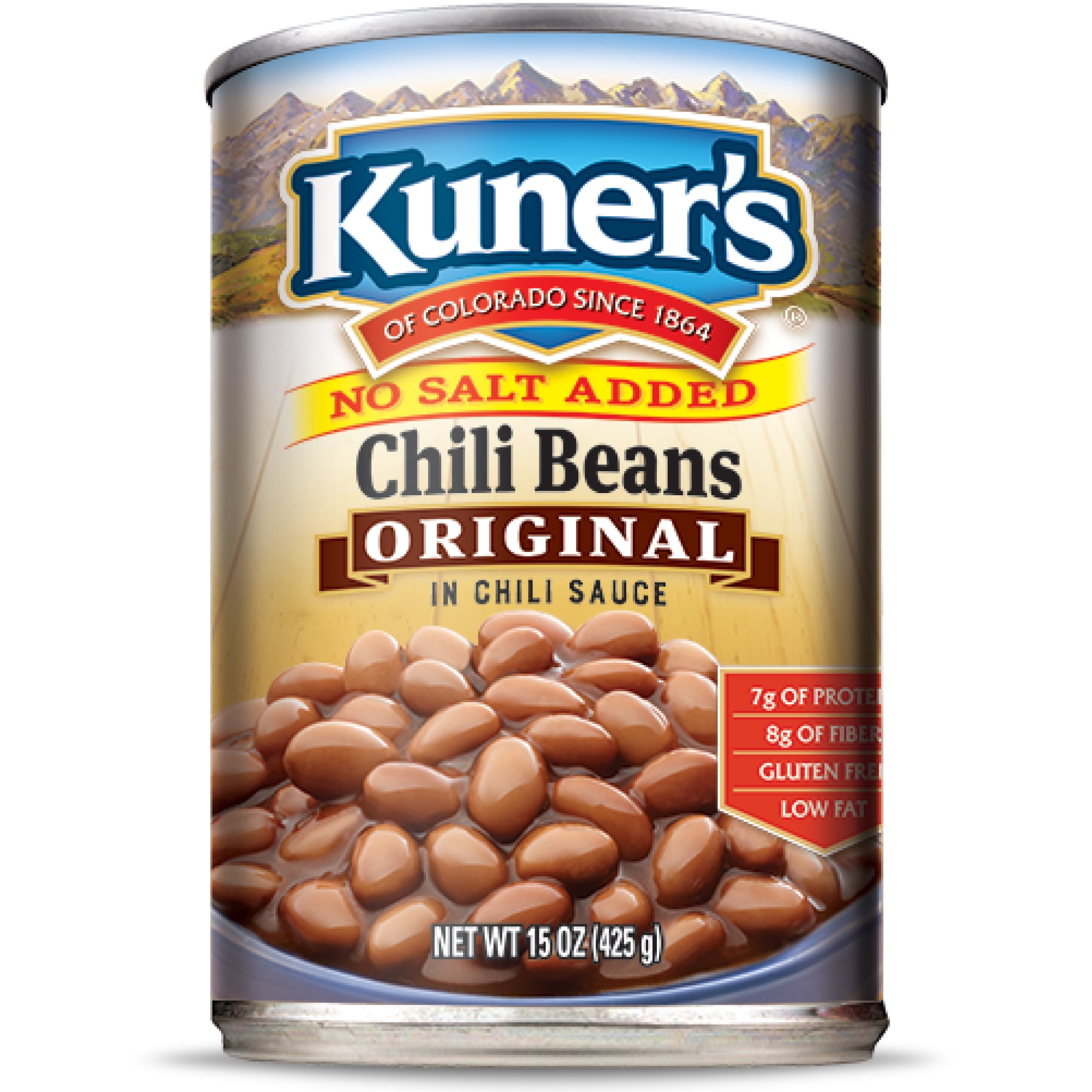 (12 Pack) Kuner's Canned Chili Beans, No Salt Added, 15 Ounce Can, New
