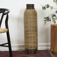 thumbnail image 2 of DecMode Brown Seagrass Handmade Slim Woven Tall Decorative Vase with Dark Brown Striped Accents, 9" x 9" x 32", 2 of 7