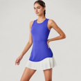 thumbnail image 3 of Women's Sleeveless Tennis Dress with Scoop Neck Fitted Bodice and Contrast Pleated Hem - Small, Purple, 3 of 7