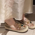 thumbnail image 4 of Samdudou Flat Shoes for Women Closed Toe Slip On Loafers Transparent Mesh Upper Highly Embellished with Sparkling Rhinestones and Faux Pearls Statement Footwear, 4 of 8