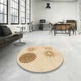 thumbnail image 3 of Ahgly Company Indoor Round Patterned Brown Sand Brown Area Rugs, 5' Round, 3 of 6