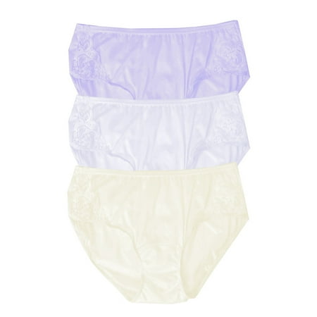 Velrose Lingerie Shadowline Nylon Hipster Panty with Lace  3-Pack 11182/11182X-3PK