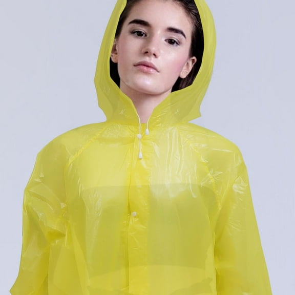 LULULION 3Pcs Protective Yellow Rain Ponchos for Adults Portable Outdoor Raincoats