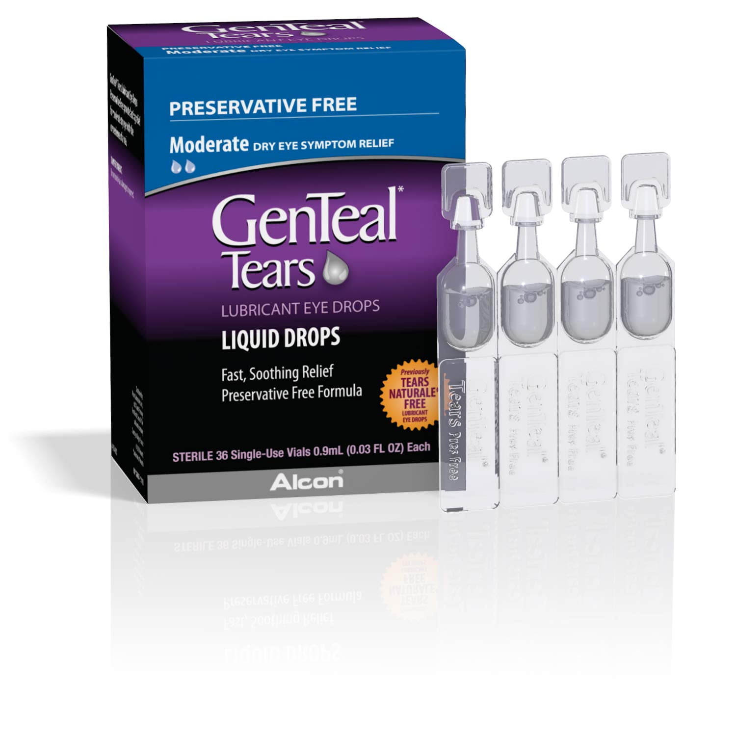 GenTeal Tears Lubricant Eye Drops, Moderate Liquid Drops, 36 Sterile