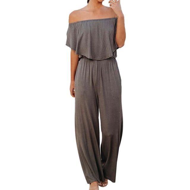 YDLCAFD Summer And Spring Women's One Line Shoulder Fashion Temperament Off The Shoulder Jumpsuit XXL