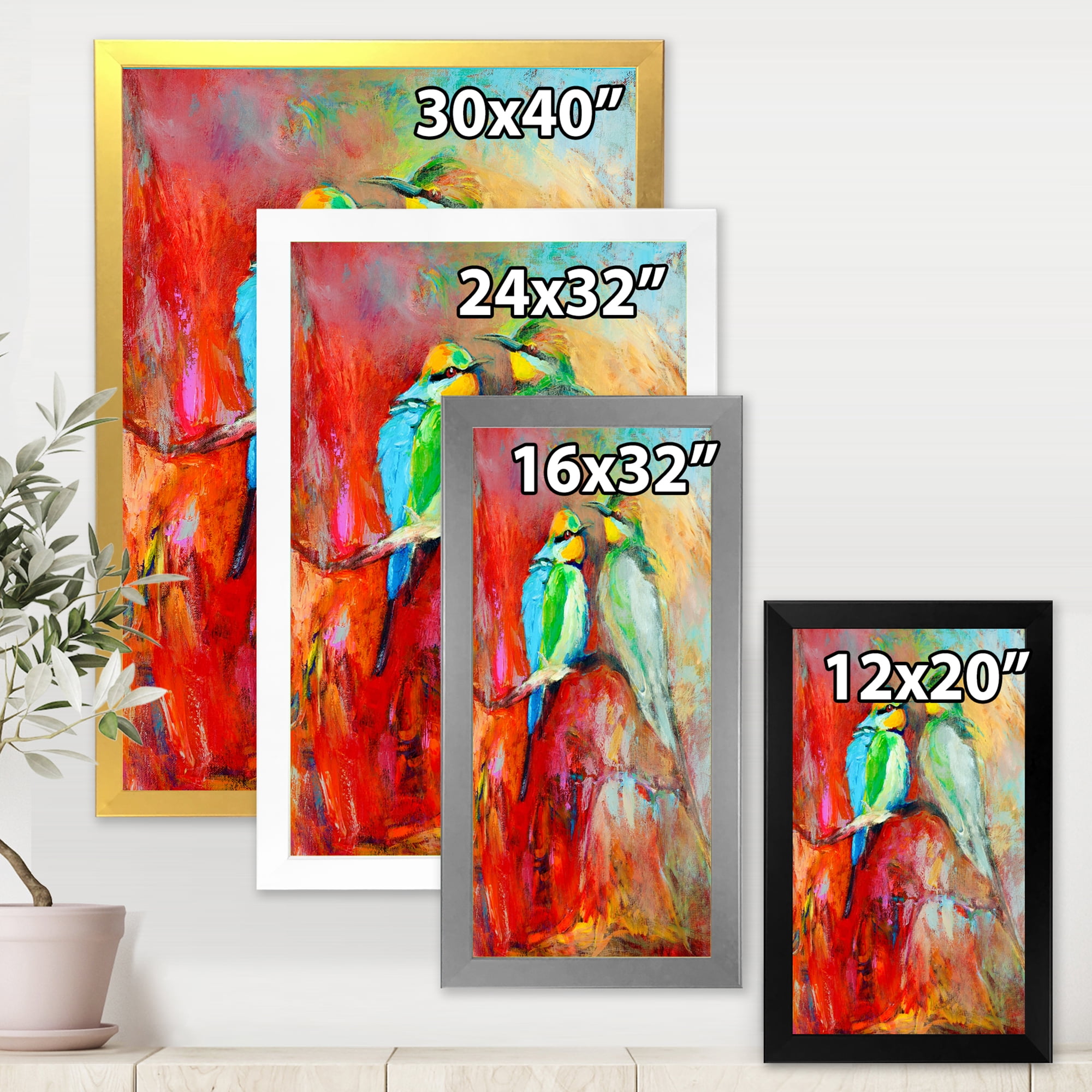 Designart 'Blue Tailed Bee Eaters Sitting On A Branch' Nautical & Coastal Framed Art Print