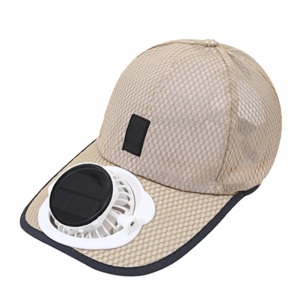 Gorra con ventilador solar, protección solar, gorra béisbol para senderismo y pesca al libre. Caqui