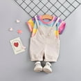 thumbnail image 2 of Toddler Baby Boys Kids Rainbow Stripe Tops T-shirt Straps Pants Outfits Sets Lovely Dailywear, 2 of 4