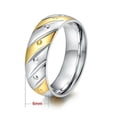 thumbnail image 2 of 6MM Gold&Silver Lovers Cz Band Stainless Steel Wedding Gift Couple Ring Size 6-9, 2 of 2