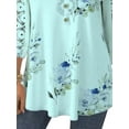 thumbnail image 4 of DYMADE Women Printed Lace Button V-Neck Loose 3/4 Sleeve Casual Shirt Top, 4 of 4
