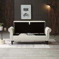 thumbnail image 6 of Holaki 63" Velvet Multi-functional Storage Rectangular Sofa Stool Buttons Tufted Nailhead Trimmed Solid Wood Legs with 1 Pillow, Beige, 6 of 10