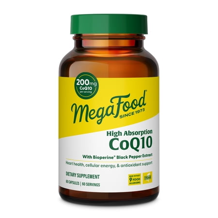 MegaFood High Absorption CoQ10 200mg With Black Pepper Extract  60 Capsules  60 Servings