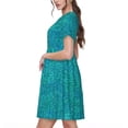 thumbnail image 2 of Naloa Blue Green Glitter Print Womens Summer A-Line Dress with Pockets,Short Sleeve Dresses,Flowy Beach Swing Dress for Vacation Travel, 2 of 6