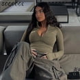 thumbnail image 2 of Camiseta de manga larga con cremallera para mujer, Tops cortos, jersey de cuello alto, ajustado, transhy Grunge, camisetas Base Y2K, camisetas femeninas Sexy, 2 of 4