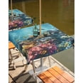 thumbnail image 2 of Hokiten Outdoor Tablecloths with Umbrella Hole & Zipper, Underwater Animals 60x60 Inch Square Tablecloths, Turtle Shark Coral Coastal Fish Waterproof Table Cloth, Patio/Pool/Picnic Table Covers, 2 of 7
