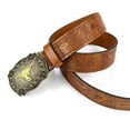 thumbnail image 2 of XIRQI Cowboy Belt Western Cowboy Mens Belts Distressed Punched Electroplated Antique Western Belts for Men,49.2in, 2 of 2