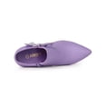 thumbnail image 4 of BLISSFUL STEP Women's Pointed Toe Bow Decor Stiletto Heel Ankle Boots Purple 9, 4 of 7