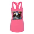 thumbnail image 2 of Wild Bobby, Born To Be Free Blad Eagle and American Flag Cars and Trucks Ladies Racerback Tank Top, Hot Pink, Large, 2 of 3