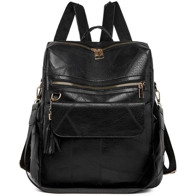 Mochila negra para mujer, diseño multiusos, bolso convertible, bolso de hombro, bolso de viaje