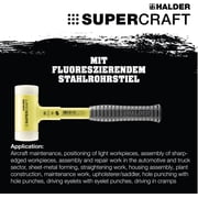 Halder Supercraft HI-VIZ Dead Blow, Non-Rebounding Hammer with Nylon Face Inserts and Steel Housing, 1.18 / 20.64 oz.