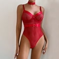 thumbnail image 2 of TSADFHJI Lingerie for Women Set Women Lingerie Sexy Clothing Fashion New Pattern Solid Color Simple Mesh Hollow Transparent Sexy Tight Underwear M Red, 2 of 9
