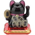 thumbnail image 1 of Gato de la suerte solar con brazo que se mueve Maneki Neko Gato de la fortuna que da la bienvenida Decoración para el hogar Regalos para el coche Amigos (negro), 1 of 5